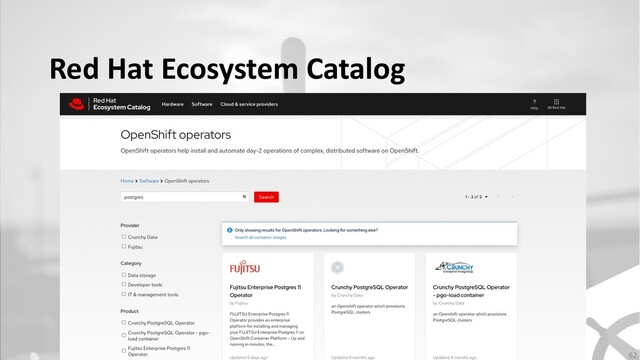 Red Hat Ecosystem Catalog
62

