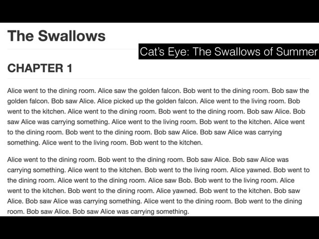 Cat’s Eye: The Swallows of Summer
