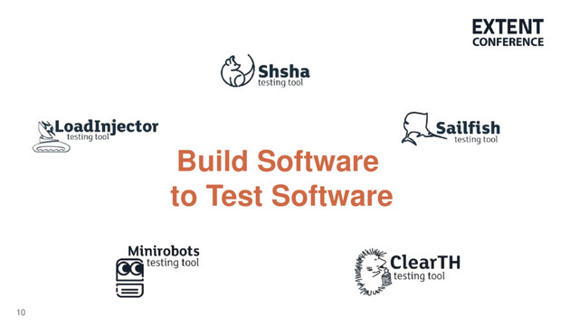 10
Build Software
to Test Software
