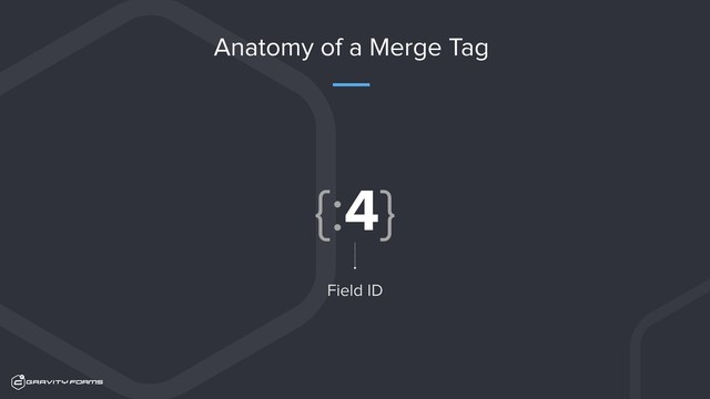 Anatomy of a Merge Tag
{:4}
Field ID

