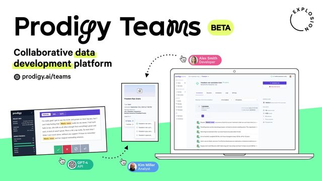 Prodigy Teams
prodigy.ai/teams
Alex Smith
Developer
Kim Miller
Analyst
GPT-4
API
BETA
Collaborative data
development platform
