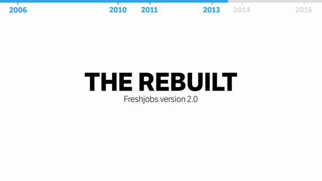 THE REBUILT
Freshjobs version 2.0
2006 2010 2011 2013 2014 2016
2006 2010 2011 2013 2014 2016
