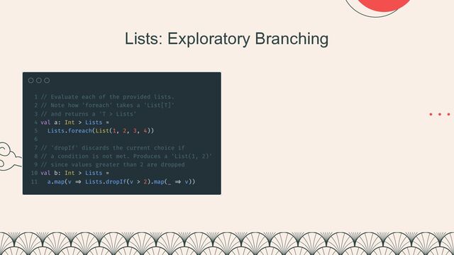 Lists: Exploratory Branching



