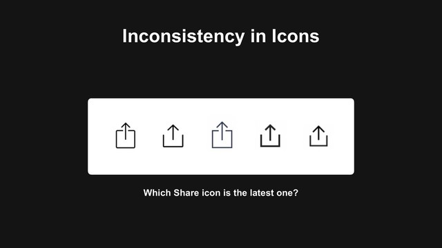 Which Share icon is the latest one?
Inconsistency in Icons
