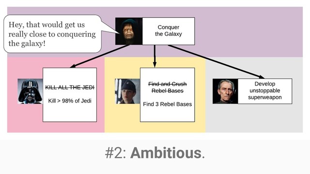 Hey, that would get us
really close to conquering
the galaxy!
#2: Ambitious.
