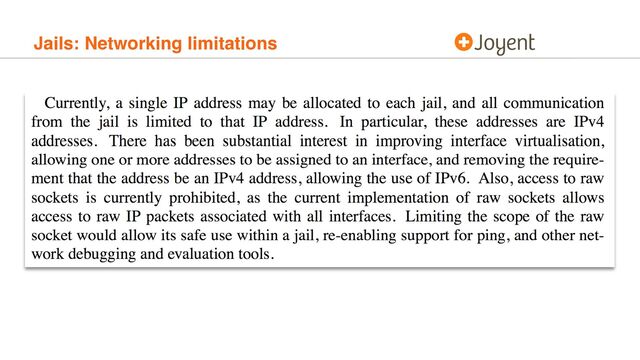 Jails: Networking limitations
