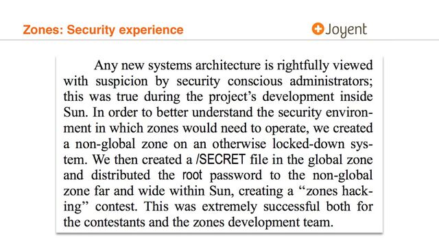 Zones: Security experience
