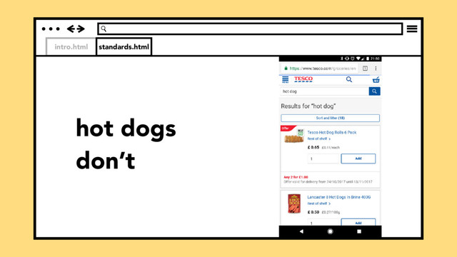 intro.html standards.html
hot dogs
don’t
