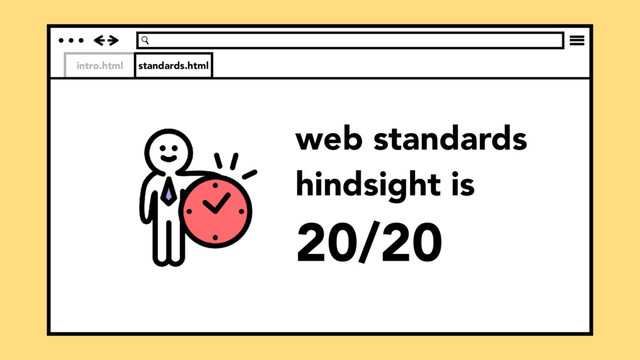 intro.html
web standards
hindsight is
20/20
standards.html

