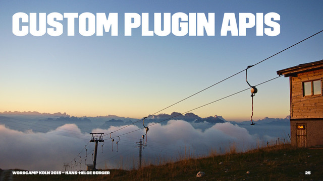 Custom Plugin APIs
WordCamp Köln 2015 – Hans-Helge Bürger 25
