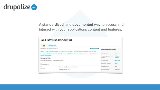 A standardized, and documented way to access and
interact with your applications content and features.
