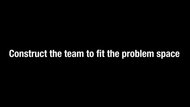 Construct the team to fit the problem space
