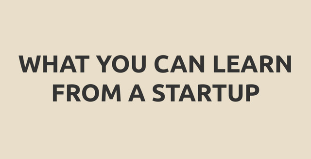 WHAT YOU CAN LEARN
FROM A STARTUP
