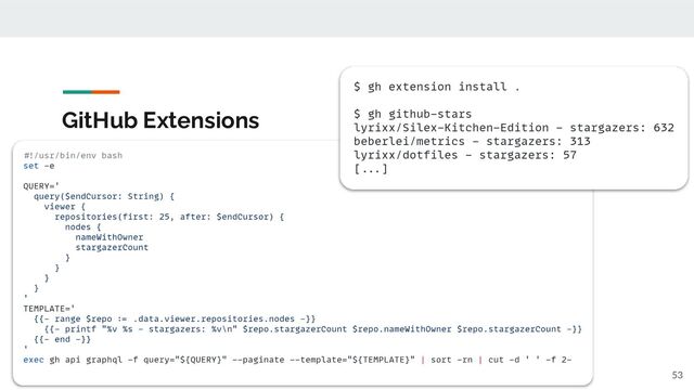 GitHub Extensions
53
