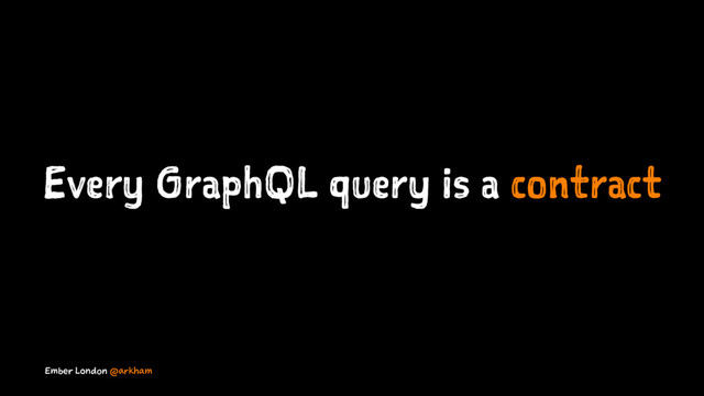 Every GraphQL query is a contract
Ember London @arkham
