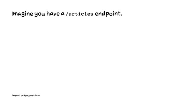 Imagine you have a /articles endpoint.
Ember London @arkham
