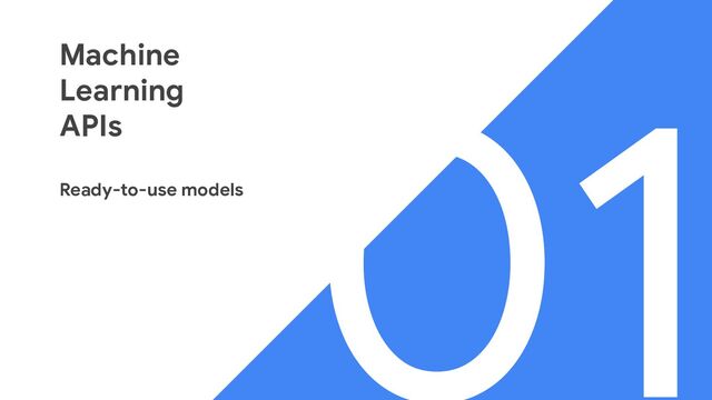 01
Machine
Learning
APIs
Ready-to-use models
