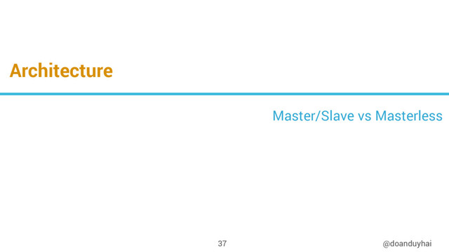 Architecture
@doanduyhai
37
Master/Slave vs Masterless
