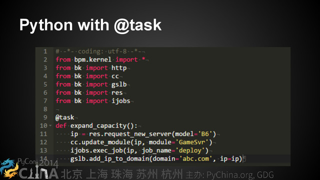 Python with @task
