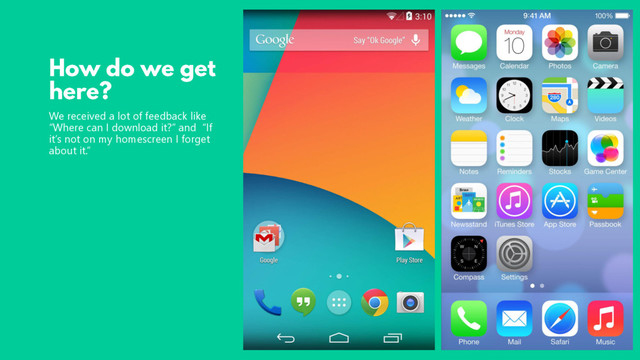 We received a lot of feedback like
“Where can I download it?” and “If
it’s not on my homescreen I forget
about it.”
