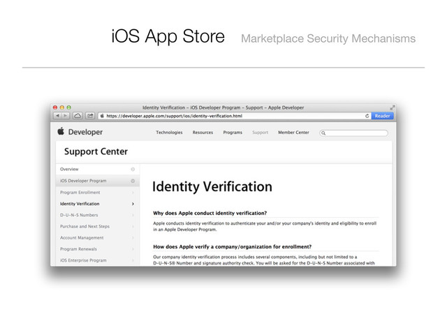 iOS App Store Marketplace Security Mechanisms
