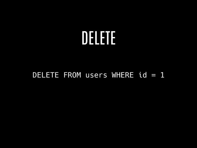 DELETE FROM users WHERE id = 1
DELETE

