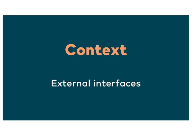 Context
External interfaces
