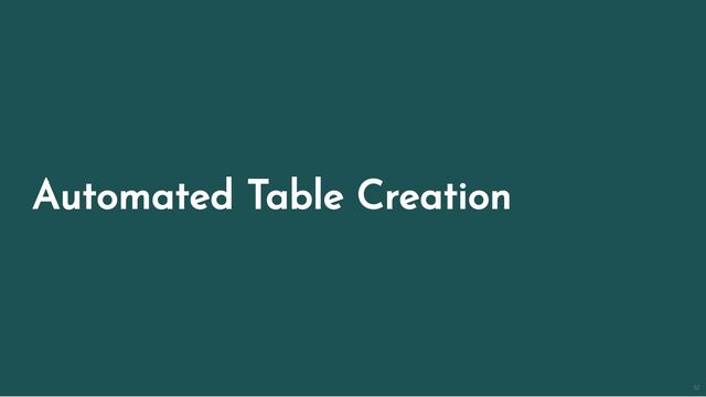 Automated Table Creation
52
