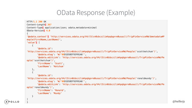 OData Response (Example)
@helferjs
