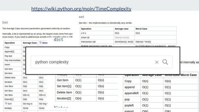 https://wiki.python.org/moin/TimeComplexity
