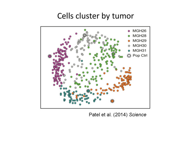 Patel et al. (2014) Science
Cells cluster by tumor
