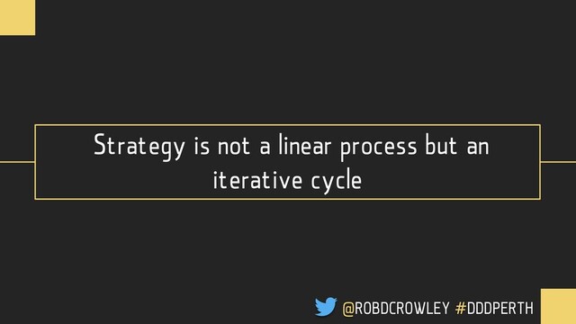 Strategy is not a linear process but an
iterative cycle
@ROBDCROWLEY #DDDPERTH
