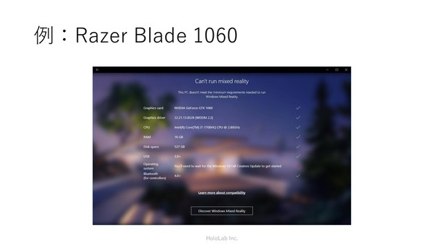 例：Razer Blade 1060
HoloLab Inc.
