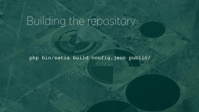 php bin/satis build config.json public/
Building the repository
