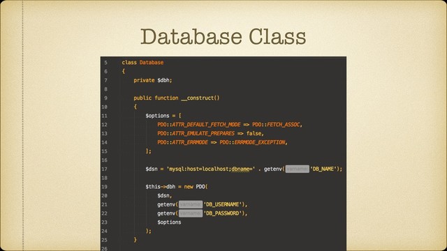 Database Class
