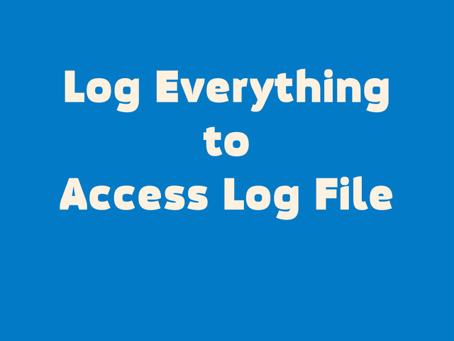 Log Everything
to
Access Log File
