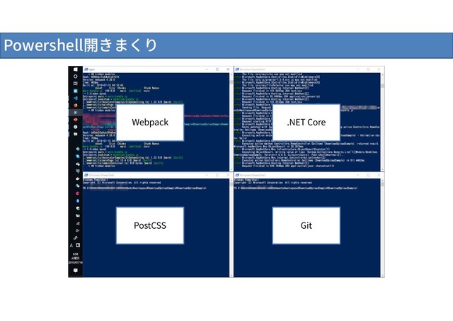 Powershell開きまくり
Webpack .NET Core
PostCSS Git
