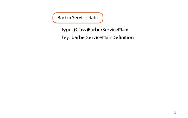 21
BarberServiceMain
type: (Class)BarberServiceMain
key: barberServiceMainDefinition
