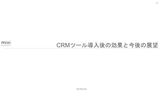 (C) mixi, Inc.
21
CRMツール導入後の効果と今後の展望
