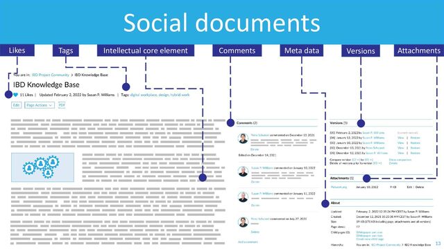 Social documents
Intellectual core element
Tags
Likes Meta data Attachments
Versions
Comments
13
