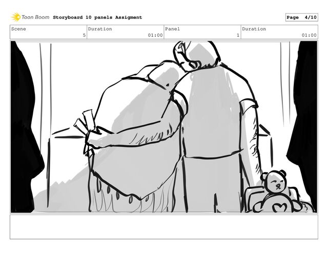 Scene
5
Duration
01:00
Panel
1
Duration
01:00
Storyboard 10 panels Assigment Page 4/10
