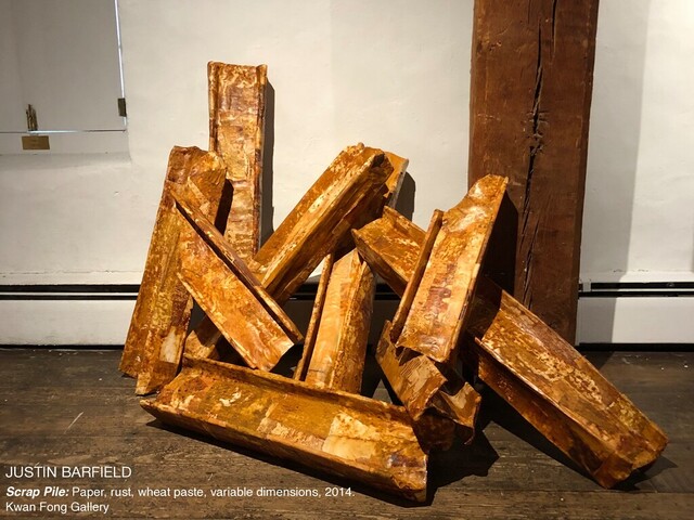 JUSTIN BARFIELD

Scrap Pile: Paper, rust, wheat paste, variable dimensions, 2014.
Kwan Fong Gallery
