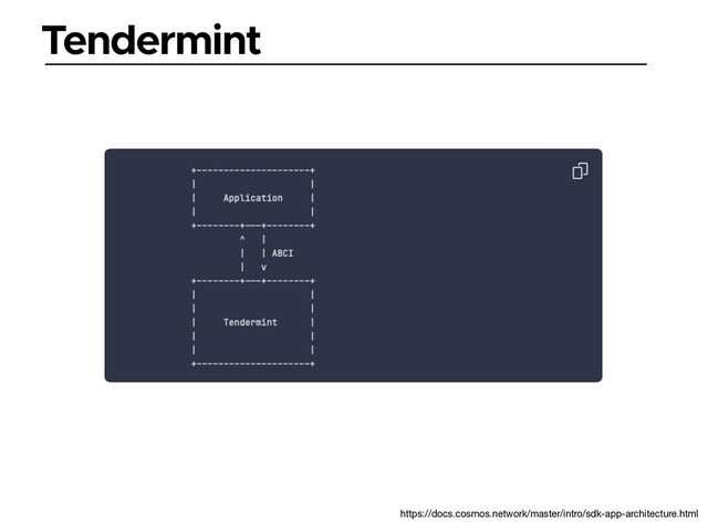 Tendermint
https://docs.cosmos.network/master/intro/sdk-app-architecture.html

