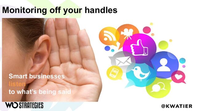 Monitoring off your handles
•
Smart businesses
listen
to what’s being said
