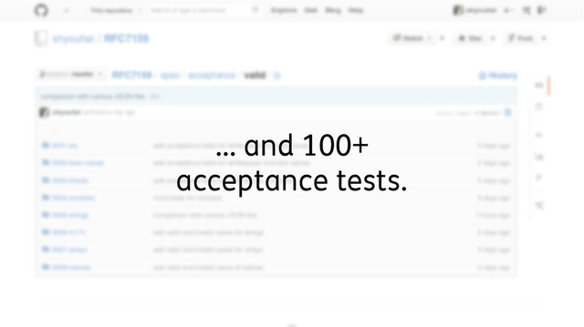 … and 100+
acceptance tests.
