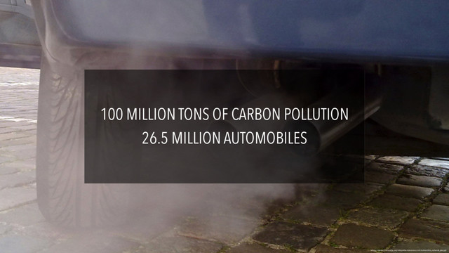 100 MILLION TONS OF CARBON POLLUTION
https://upload.wikimedia.org/wikipedia/commons/c/cb/Automobile_exhaust_gas.jpg
26.5 MILLION AUTOMOBILES
