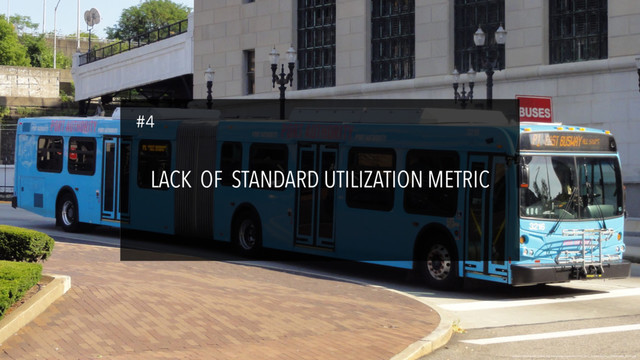https://upload.wikimedia.org/wikipedia/commons/d/df/Port_Authority_bus_Pittsburgh_3216.jpg
LACK OF STANDARD UTILIZATION METRIC
#4
