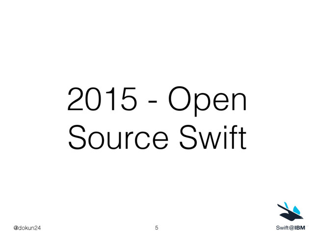 2015 - Open
Source Swift
@dokun24 5
