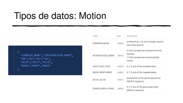 Tipos de datos: Motion
