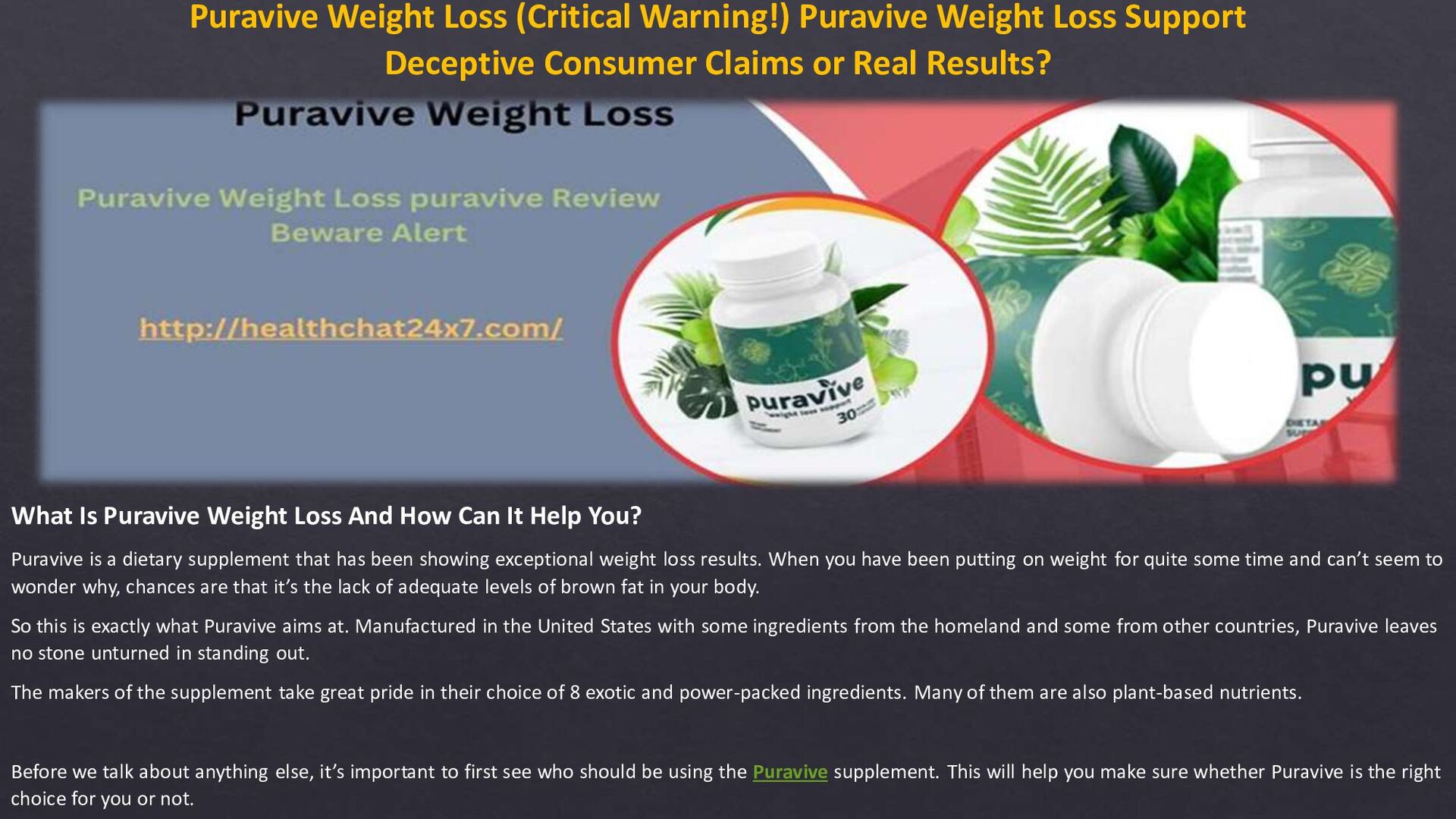 Puravive: A Breakthrough In Natural Weight Loss - Speaker Deck